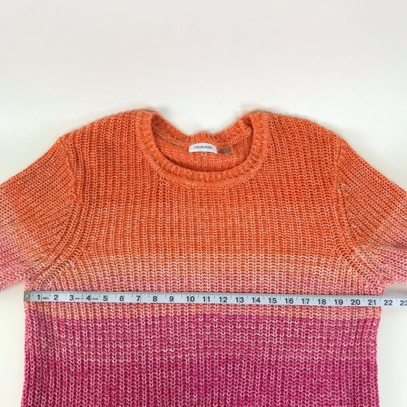 Calvin Klein Colorblock Pullover Sweater Women's XL Crew Neck 100% Cotton Knit - Picture 8 of 9
